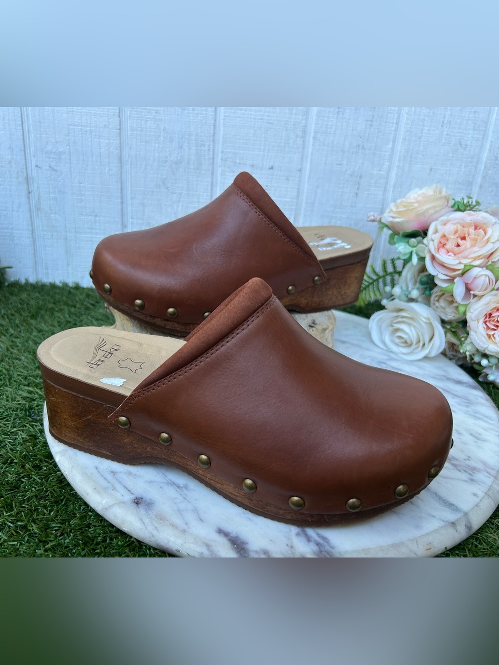Dansko Andie 
$220 women size 37 US 6-6.5 gently used
Color Tan Calf Mule - Picture 6 of 16